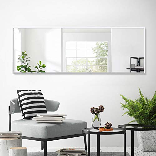 Neutype Full Length Mirror Dressing Mirror 65"X22" Large Rectangle Bedroom Floor Standing Mirror Wall-Mounted Mirror Standing Hanging Or Leaning Against Wall Aluminum Alloy Thin Frame (Silver) #TOP3