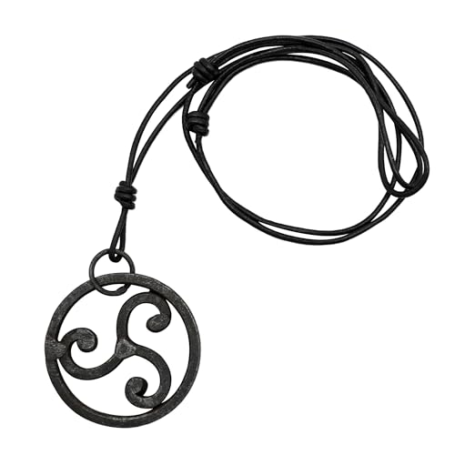 House of Warfare HandForged Iron Pendant Medieval The Celtic Warrior Hand Forged Triskelion Necklace with Leather Cord