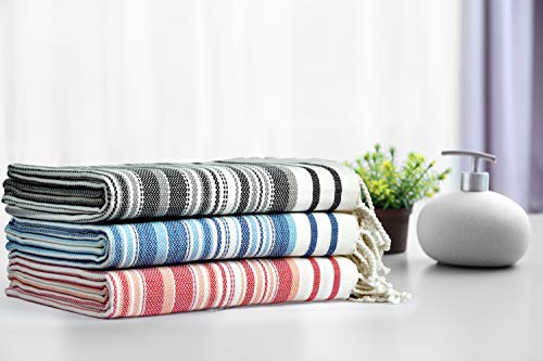 Cotton Craft- Fouta Beach Towel 6 Pack - Bath Pool Blanket Travel Camp Sauna Gym Spa Party Lightweight Mediterranean Peshtemal Quick Dry Low Lint Oversized Absorbent Durable Sand Free - 40 X 70 Multi #TOP7