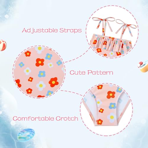 Image of Zando Toddler Swimsuit Girl Size 6M-8Y - Cute Ruffle Sling Adjustable Baby Girl Bathing Suit Kids Swimwear for Beach Wear