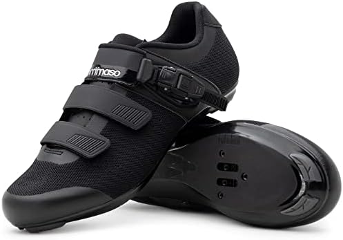 Tommaso Strada Knit 200 Men’s Road Bike Shoes - Indoor & Outdoor Cycling Shoes for All Cleat Types Look Delta, SPD, SPD-SL Compatible Peloton Shoes Mens- Road Bike Shoes For Men Spin No Cleat Black 46