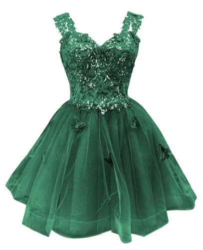 Image of Youjiayi 3D Butterfly Short Homecoming Dresses for Teens Off Shoulder DAMA Dresses for Quinceanera Glitter Sequin Prom Dress