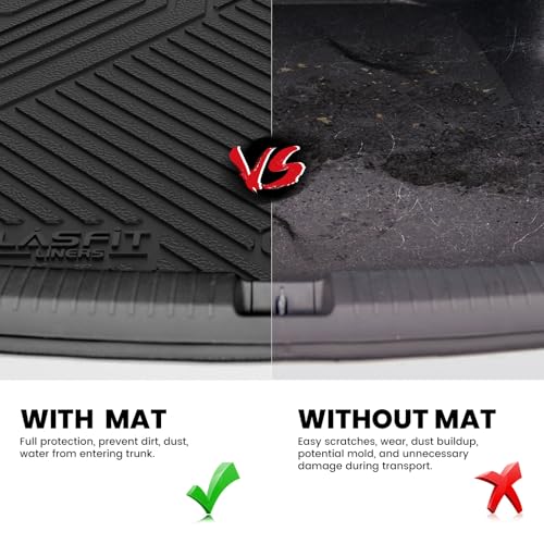 Image of LASFIT Cargo Mat for Dodge Charger Daytona EV 2-Door 2024-2026 | Not Fit Gas or 4-Door Models, All Weather TPE Custom Fit Cargo Trunk Liner Accessories, Black