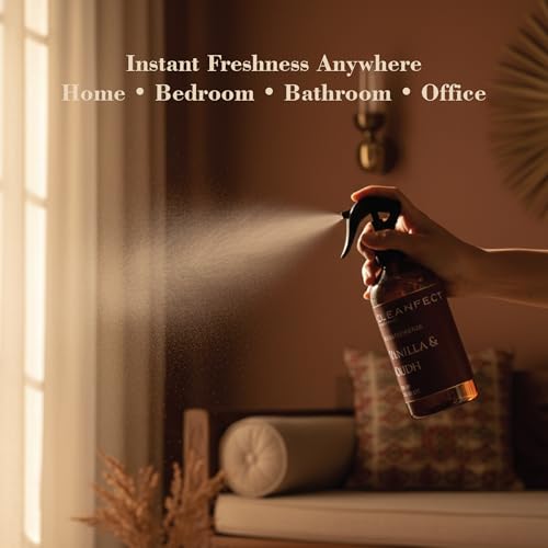 Image of Vanilla & Oudh Room Freshener Spray - Long Lasting Air Freshener for Home, Bathroom & Office | Non-Toxic & Safe Aromatic Spray with Natural Oils (300ml)