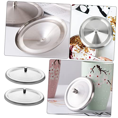 Luxshiny 2 Unidades Tampa De Aço Inoxidável Capa De Caneca Hermética Tampa Da Caneca Tampas De Armaz