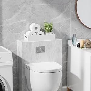 VITVITI Bamboo Toilet Paper Holder Storage, Bamboo Tray for Bathroom with Handle, Toilet Tissue Holder Organizer Basket Container for Toilet Tank/Kitchen Counter, Natural, White VITVITI Bamboo Toilet Paper Holder Storage Bamboo Tray for Bathroom with Handle Toilet Tissue Holder Organizer Basket Container for Toilet TankKitchen Counter Natural White