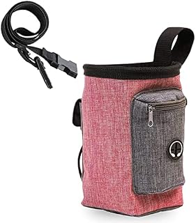 SUNNOW Dog Treat Pouch, Pet Treat Pouch for Dog Training Puppy Treat Pouches with Adjustable Waistband for Travel or Outdoor Use(Red)