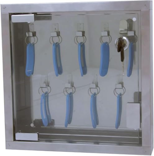 Organizador de llaves para la oficina con armario de pared de cristal y acero inoxidable