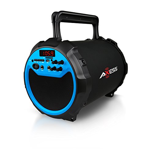 Axess SPBT1036BLU Portable Indoor/Outdoor Bluetooth Hi-Fi Cylinder 2.1 Speaker with 6-Inch Subwoofer