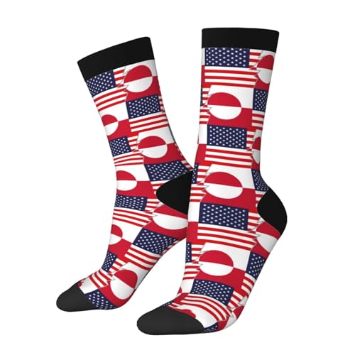 Flag Of Greenland And America Socks For Men Women Gift Wicking Sport Casual Running Socks
