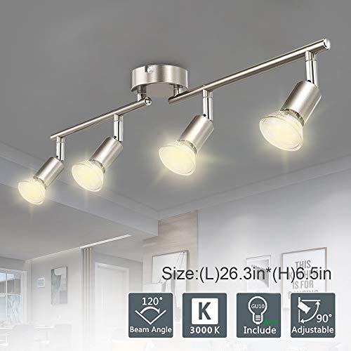 DLLT Modern LED 4 Light Track Lighting Kit, Flush Mount Wall or Ceiling
