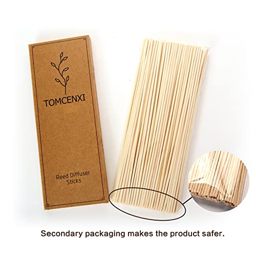 TOMCENXI 120PCS Reed Diffuser Sticks, 25cm Natural Rattan, Aroma Diffuser Replacements for Home, Office