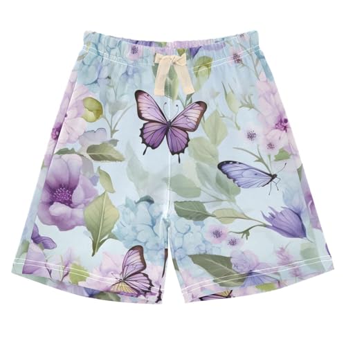 innewgogo Floral Butterfly Blue Toddler Baby Boy Girl Cotton Pull-On Shorts Elastic Waist Summer Beach Shorts Kids Pants 4T