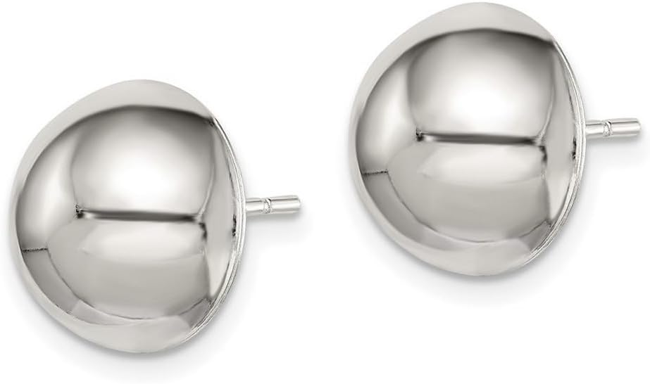 925 Sterling Silver Polished Post 12mm Half Ball Earrings 12x12mm Wide Ball Earring for Women