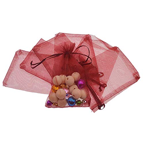 Image of Dealglad 100pcs Drawstring Organza Jewelry Candy Pouch Party Favor Gift Bags (7x9, Wine)