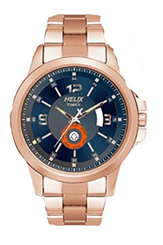 Helix by Timex Blue Round Analog Watches for Men | Quartz Movement Stainless Steel Bracelet Men Watches | Upto 30 m Water Resistance with Foldover Clasp Closure | Gift for Men TW023HG19 (B07HJ8LQ1Z) Amazon Price History, Amazon Price Tracker