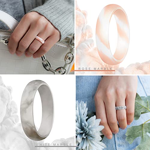 ThunderFit Women's 5.5mm Wide 2mm Thick Silicone Wedding Rings Rubber Bands,Variety Multipack 1-74