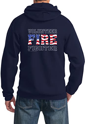 Buy Cool Shirts Volunteer Firefighter US Flag Pullover Hoodie Front and Back