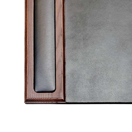 Image of DACASSO Wood & Leather Desk Pad - Luxury Leather Desk Blotter for Writing - Padded Executive Desk Surface Protector - (Walnut & Black, 25.5 inch x 17.25 inch)