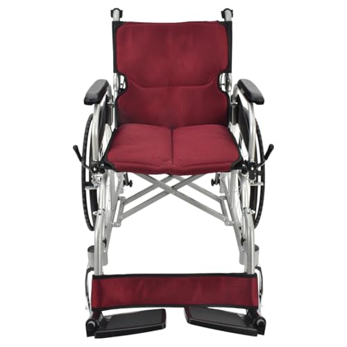 kaitou 車椅子 自走介助 兼用 軽量 折りたたみ 跳ね上げ式 自走 介助ブレーキ コンパクト 介護 ノーパンク アルミ合金 (ワインレッド)