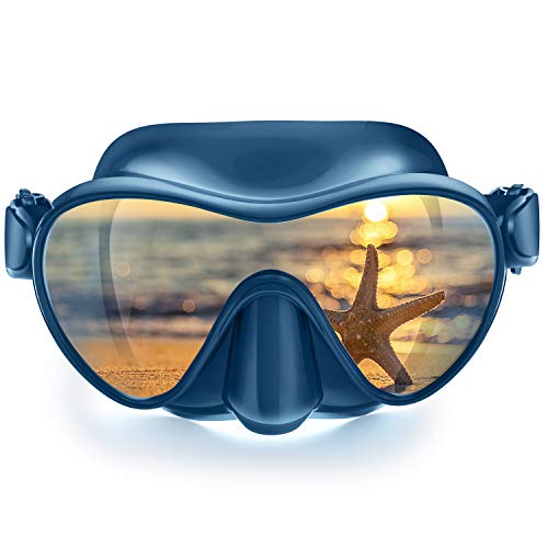 X99 Scuba Mask, Diving Snorkel Frameless Mask Goggles, Anti-Fog Anti-Leak Panoramic Glass for Swimming Diving Snorkeling, Soft Waterproof Silicone Comfortable Durabel Adults Youth