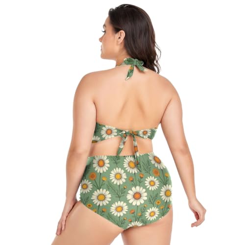 Bikini grande taille rétro vert sauge : le maillot idéal pour effacer les complexes