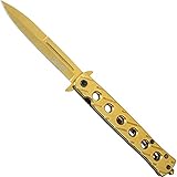 Haller Stiletto Taschenmesser Clip goldfarben Liner Lock