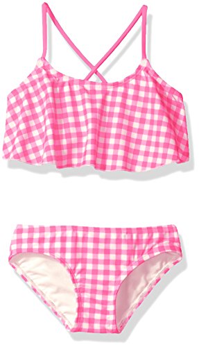 Kanu Surf Girls' Lilly Check Flounce Bikini Swimsuit