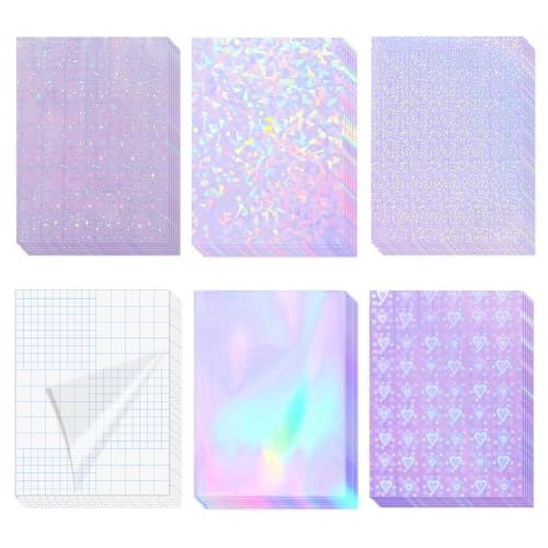 36 Sheets Holographic Laminate Sheets Clear Self Adhesive Sticker Paper