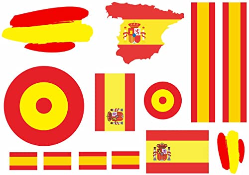 lote Pegatina vinilo para coche, pared, puerta, nevera, carpeta, etc. Bandera espana