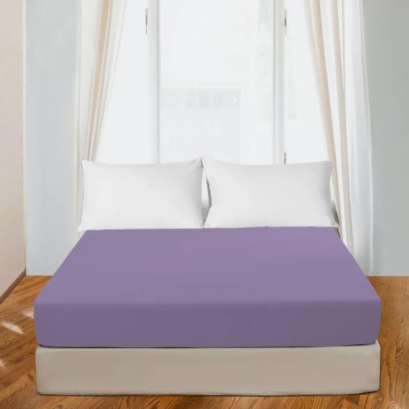 HOMES-LINEN 200 Thread Count 100% Egyptian Cotton Extra Deep 40CM Fitted Sheet (Lilac, King) โ image 1