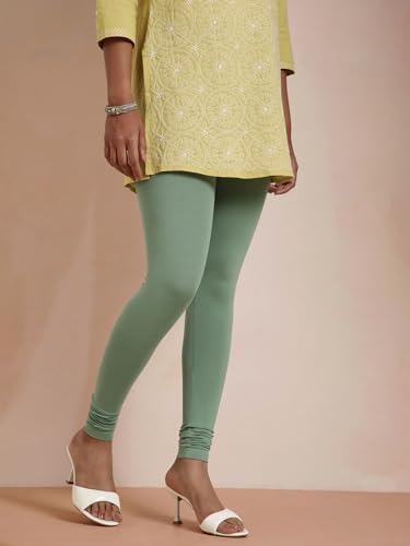 Image of TWIN BIRDS Tailored Cut and Classic Fit Super Stretchable Elastane Fabric Churidar Leggings for Women