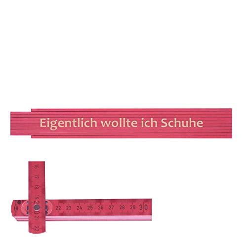 Preisvergleich Produktbild Persönlicher Zollstock / Meterstab pink mit Gravur Eigentlich wollte ich Schuhe
