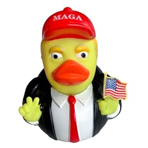 Trump Duck Trump Ducks for Jeeps Rubber Ducks Holding United States Lapel Flag pin car Dashboard Ornaments, Trump Merchandise can Also be Used for Bathing Trump with a red hat