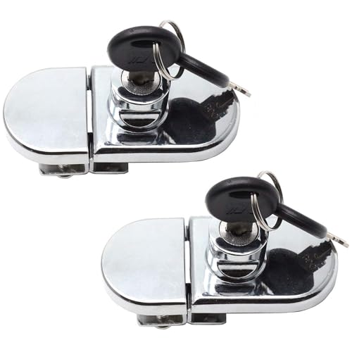 LC LICTOP No Drill Showcase Lock for 0.2-0.3 inch Glass, Key Different - Door to Door Mounting, 2 Sets Chrome Oval 3.35 x 1.49 Inch, Zinc Alloy Glass Lock for Display Cabinet or Jewelry Case