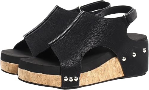 Wedge Sandals for Women Dressy Summer Orthopedic Sandals for Women Bohemia Buckle Ankle Strap Wedge Sandals 2025 Open Toe Flip-Flops Summer Casual Low Wedges Walking Strappy Slip on Sandals4