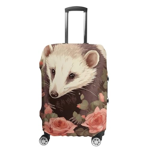 Opossum And Roses Elastic Luggage Cover Suitcase Protector for 19-32 Inch Suitcases | Universal Stretchable Travel Bag Cover | Anti-Scratch, Washable with Zipper Closure M