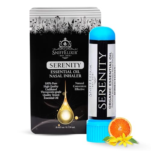 SniffElixir - Serenity Nasal Inhaler Aromatherapy Inhaler, Natural Stress Relief Inhaler Essential Oil Inhaler that Calm, Boosts Mood, Reduces Worry - Portable Nose Inhaler Stick-Nasal Inhaler Stick