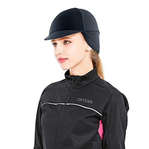 Catena Men Women Fleece Cap Earmuff Beanie Windproof Thermal Cycling Helmet Skull Liner Wicking Running Motorcycle Sports Hat Black #TOP7