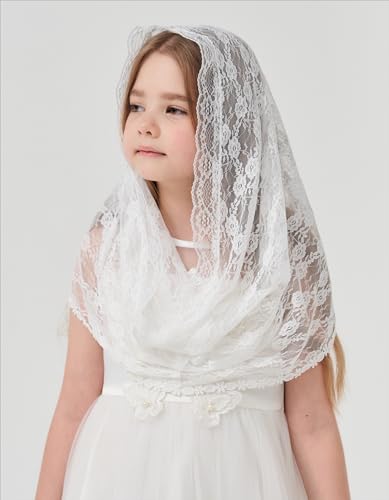 Floral Infinity Veils for Girls First Communion Infinity Scarf Baptism Veil for Girls Chapel Infinity Veils K62