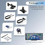 9.26" Wireless Car Stereo for AppIe CarPlay & Android Auto Screen with Dashcam Front Rear 2.5K +1080P, Portable Car Stereo Display with Voice Assistant Navigation Bluetooth FM AUX Mirror Link 64G TF - Image 8