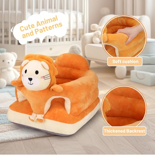 Image of KAKIBLIN Baby Sit Up Chair Support Sofa,Sit Me Up Floor Seat for Baby,Soft Plush Cartoon Animals Learning to Sitting Chair Seats for 3-24 Month Girls and Boys,PP Cotton Full Filling