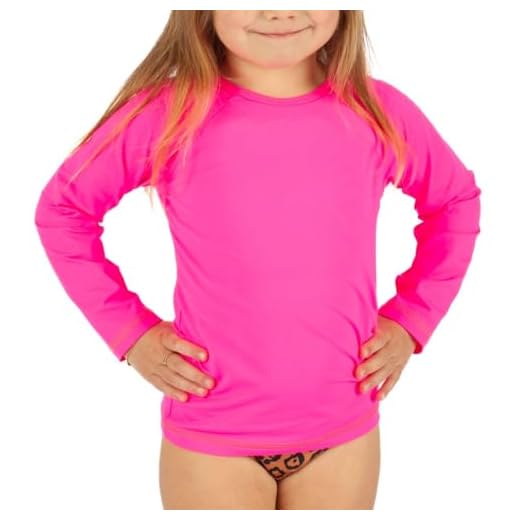 Camiseta Infantil Manga Longa Praia Rosa Com Proteção Solar UV 50 Kids Teen (BR, Idade, 2 Anos, Regular, Rosa Neon)