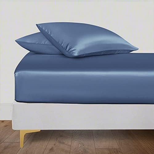 Linenwalas 100% Natural Bamboo Only Fitted Sheet With Secure Elastic Deep Pocket - Softest Cool Bedding Perfect for Skincare -(Double, Bahamas Blue)