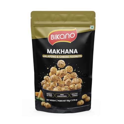 Image of Bikano Makhana Jalapeno & Cheese 50g | Prepared in Olive Oil | Roasted Foxnuts | Crunchy Spicy-Cheesy Snack | Anytime Munch | Travel-Friendly Pack
