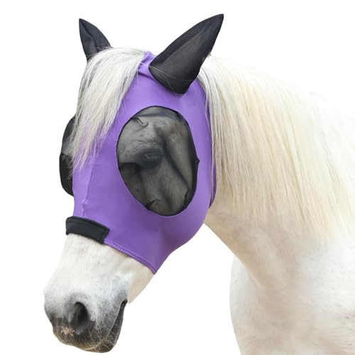 Fliegenmaske Pferd mit Ohren & Schopfloch – Elastisch & UV-Schutz