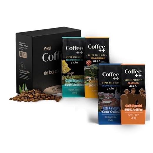 Coffee Mais Grãos│Kit Clássico e Fazendas → 1 Clássico + 1 Chapada de Minas + 1 Mantiqueira de Minas + 1 Cerrado Mineiro │Café Super Especial │100% Arábica │ Torra Média │250g x 4