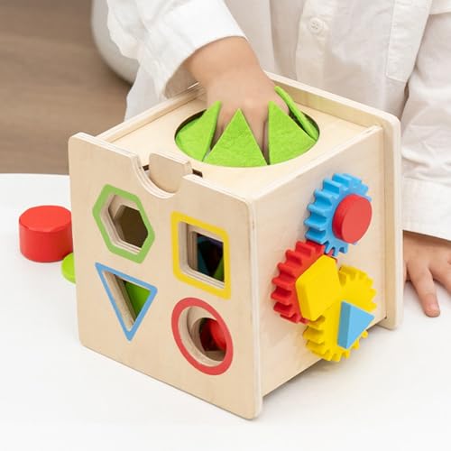 Générique Wooden Activity Cube,8 in 1 Wooden Developmental Educationals Toy - Play Cube - for Party Playroom Classroom Home Birthday Girls Boys Kids 1-6 Years Old – Image 5