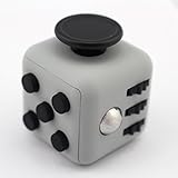 Relieves Stress Cube for Fidgeters Desk Stress Relief, Anxiety Attention Toys for Children and Adults - Premium Quality (Grey-Black)