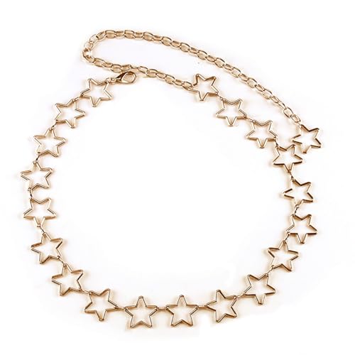 Star Waist Chain Belt Gold Silver Pentagram Pendant Waist Chain Hollow Star Body Chain Simple Dress Jeans Designer Waist Chain for Women